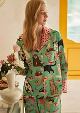 Kedi Baskılı Sevimli Pijama Takımı Zalle